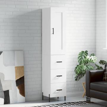 Stylish Highboard White 34.5x34x180 cm - Hipo Market