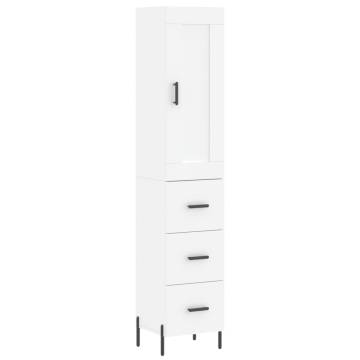 Stylish Highboard White 34.5x34x180 cm - Hipo Market