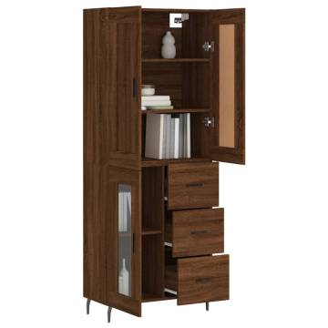 Stylish Highboard Brown Oak 69.5x34x180 cm - Hipomarket