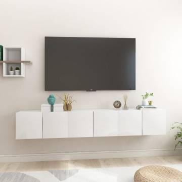 Hanging TV Cabinets 3 pcs High Gloss White | Hipomarket UK