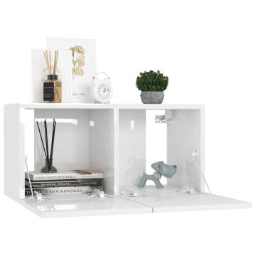 Hanging TV Cabinets 3 pcs High Gloss White | Hipomarket UK