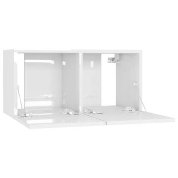 Hanging TV Cabinets 3 pcs High Gloss White | Hipomarket UK