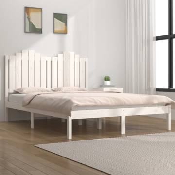 White Solid Wood Pine Bed Frame 150x200 cm King Size