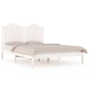 White Solid Wood Pine Bed Frame 150x200 cm King Size