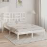 Bed Frame White Solid Wood 135x190 cm Double Colour white Size 135 x 190 cm 