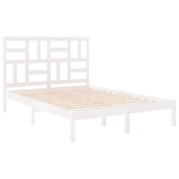 Elegant White Solid Wood Bed Frame 135x190 cm Double