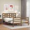 Bed Frame with Headboard Honey Brown King Size Solid Wood Colour honey brown Size 150 x 200 cm 