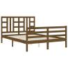 Honey Brown King Size Bed Frame with Headboard - Solid Wood