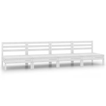 Garden Middle Sofas 4 pcs - White Solid Pinewood