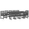 11 Piece Grey Solid Wood Pine Garden Dining Set | Hipomarket