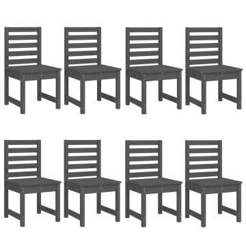 11 Piece Grey Solid Wood Pine Garden Dining Set | Hipomarket