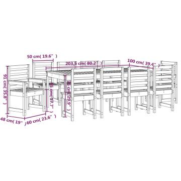 11 Piece Grey Solid Wood Pine Garden Dining Set | Hipomarket