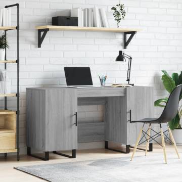 Stylish Grey Sonoma Desk - 140x50x75 cm Engineered Wood