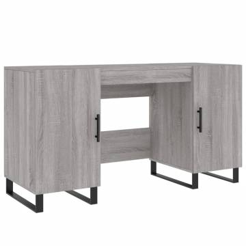 Stylish Grey Sonoma Desk - 140x50x75 cm Engineered Wood