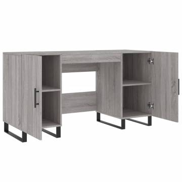 Stylish Grey Sonoma Desk - 140x50x75 cm Engineered Wood