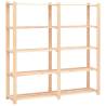 5-Tier Pine Wood Storage Racks - 3 pcs, 170 cm, 500 kg Capacity