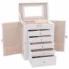 Elegant 6-Layer Lockable Jewellery Box with Mirror - White