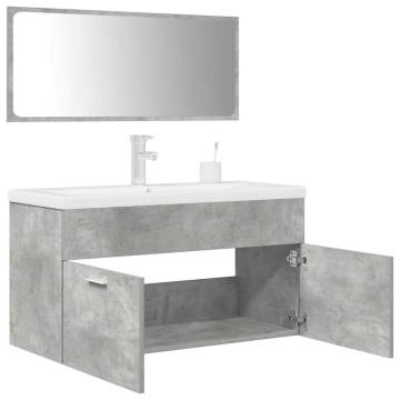 3 Piece Bathroom Furniture Set - Concrete Grey Engineered Wood