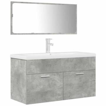 3 Piece Bathroom Furniture Set - Concrete Grey Engineered Wood