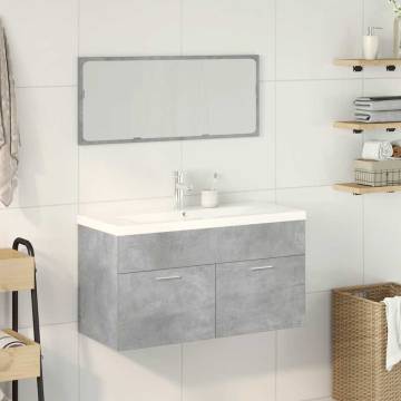 3 Piece Bathroom Furniture Set - Concrete Grey Engineered Wood