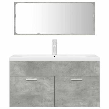 3 Piece Bathroom Furniture Set - Concrete Grey Engineered Wood