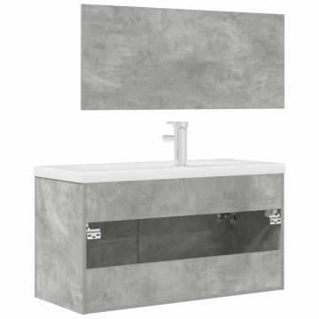 3 Piece Bathroom Furniture Set - Concrete Grey Engineered Wood