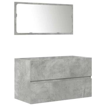 3 Piece Bathroom Furniture Set - Concrete Grey Engineered Wood