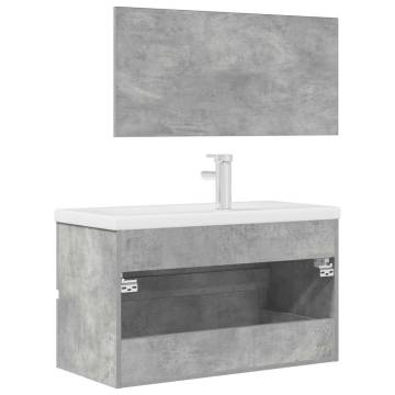 3 Piece Bathroom Furniture Set - Concrete Grey Engineered Wood