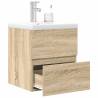  2 Piece Bathroom Furniture Set Sonoma Oak Engineered Wood Colour sonoma oak Size 41 x 38.5 x 45 cm Model with faucet Number of 1 