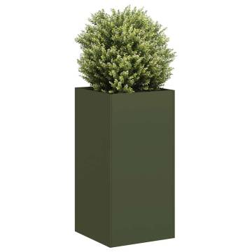 Olive Green Planter 40x40x80 cm - Durable Cold-Rolled Steel