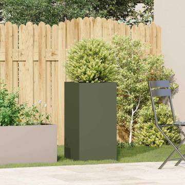 Olive Green Planter 40x40x80 cm - Durable Cold-Rolled Steel