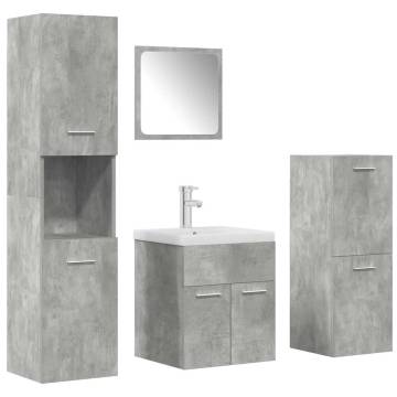 5 Piece Bathroom Furniture Set in Concrete Grey | Hipo Market