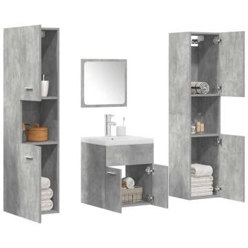 5 Piece Bathroom Furniture Set - Concrete Grey Wood