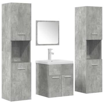 5 Piece Bathroom Furniture Set - Concrete Grey Wood