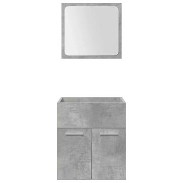 5 Piece Bathroom Furniture Set - Concrete Grey Wood