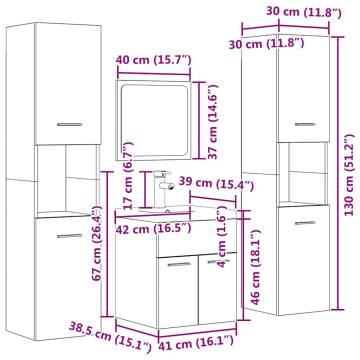 5 Piece Bathroom Furniture Set - Concrete Grey Wood