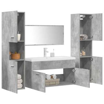 5 Piece Bathroom Furniture Set - Concrete Grey Engineered Wood