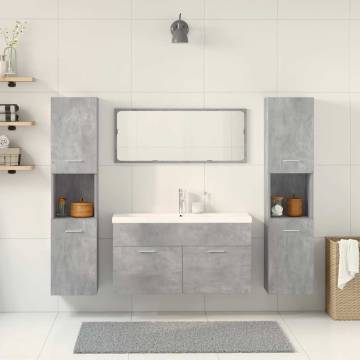 5 Piece Bathroom Furniture Set - Concrete Grey Engineered Wood