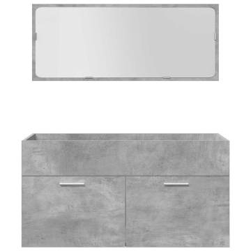 5 Piece Bathroom Furniture Set - Concrete Grey Engineered Wood