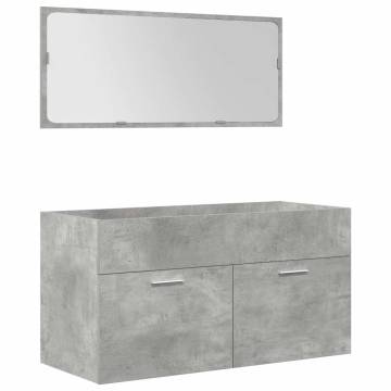 5 Piece Bathroom Furniture Set - Concrete Grey Engineered Wood