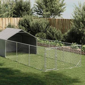 Outdoor Dog Kennel with Run 6x2x1.5m - Galvanised Steel