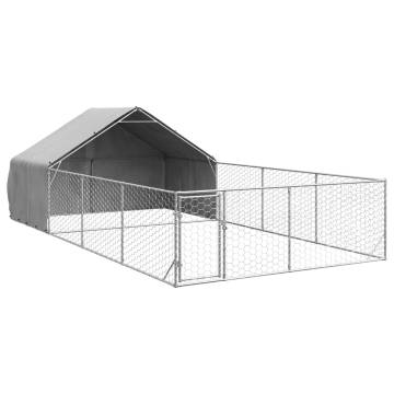 Outdoor Dog Kennel with Run 7x3m Galvanised Steel - HipoMarket