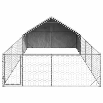 Outdoor Dog Kennel with Run 7x3m Galvanised Steel - HipoMarket