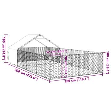 Outdoor Dog Kennel with Run 7x3m Galvanised Steel - HipoMarket