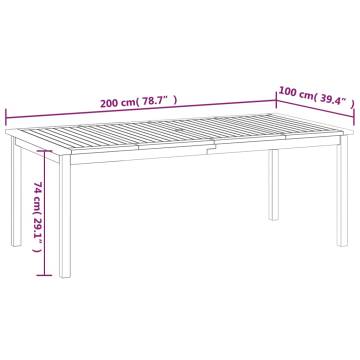 Solid Acacia Garden Table 200x100 cm – Rustic Outdoor Charm