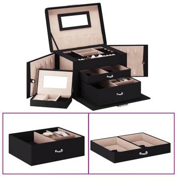 Elegant Lockable Jewellery Box - 3-Layer with Mirror