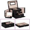  Jewellery Box 3-Layer with Mirror Lockable Black 26x18x17.5 cm Colour black Size 3-layer 