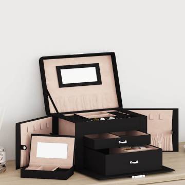 Elegant Lockable Jewellery Box - 3-Layer with Mirror