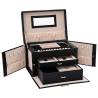 Elegant Lockable Jewellery Box - 3-Layer with Mirror