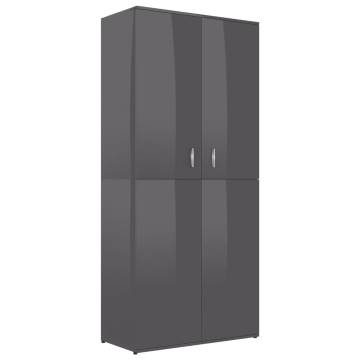 High Gloss Grey Shoe Cabinet - Stylish Storage Solution